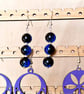 Blue Crackle Glass & Silver Drop Earrings - Handmade Jewellery - Image 5