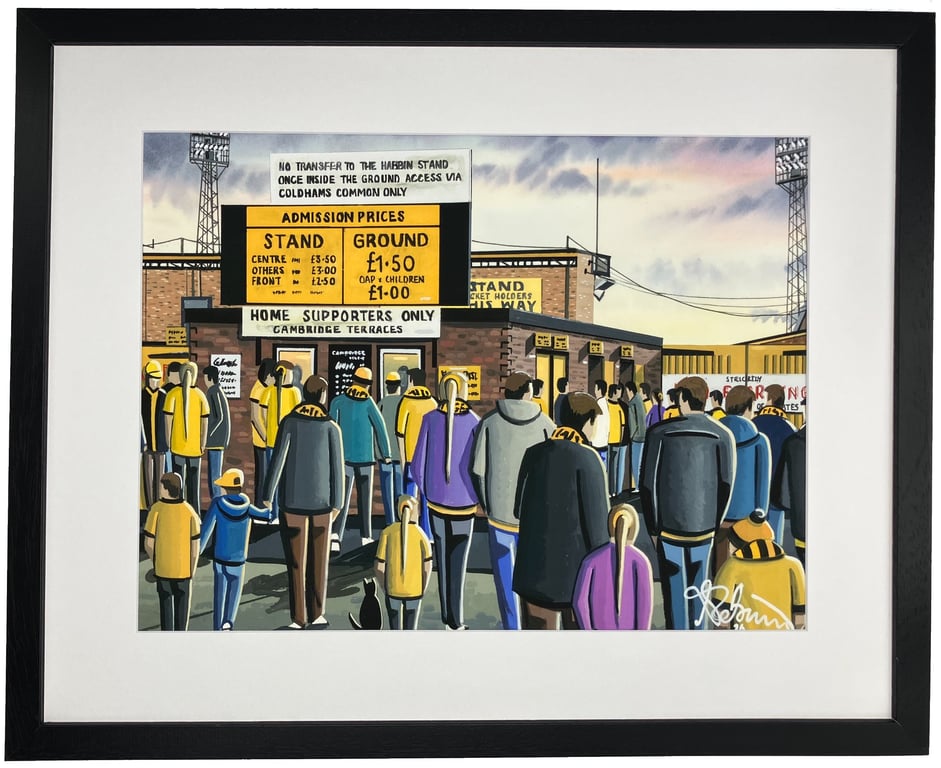 Cambridge. Retro Abbey. Framed Utd Football Club FC Stadium Art Print 20" x 16"