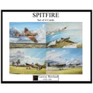 SPITFIRE Aviation Set of 4 Art Cards - Aeroplane Gift For Christmas - 7x5 Blank
