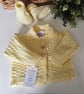 Baby Girl's Lemon Hand Knitted Jacket & Booties Set 0-6 mths size 