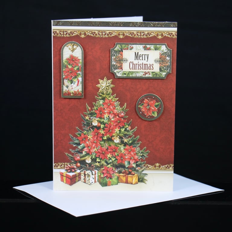 Poinsettias Christmas Tree card