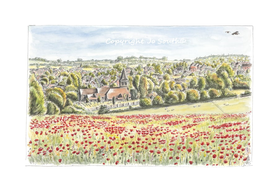 North Field Poppies, Overton, Hampshire - Limited Edition Art Print