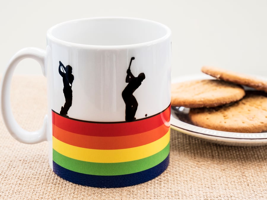 Golfers Rainbow Coffee Mug for Golfing Fans and LGBT and LGBTQ players