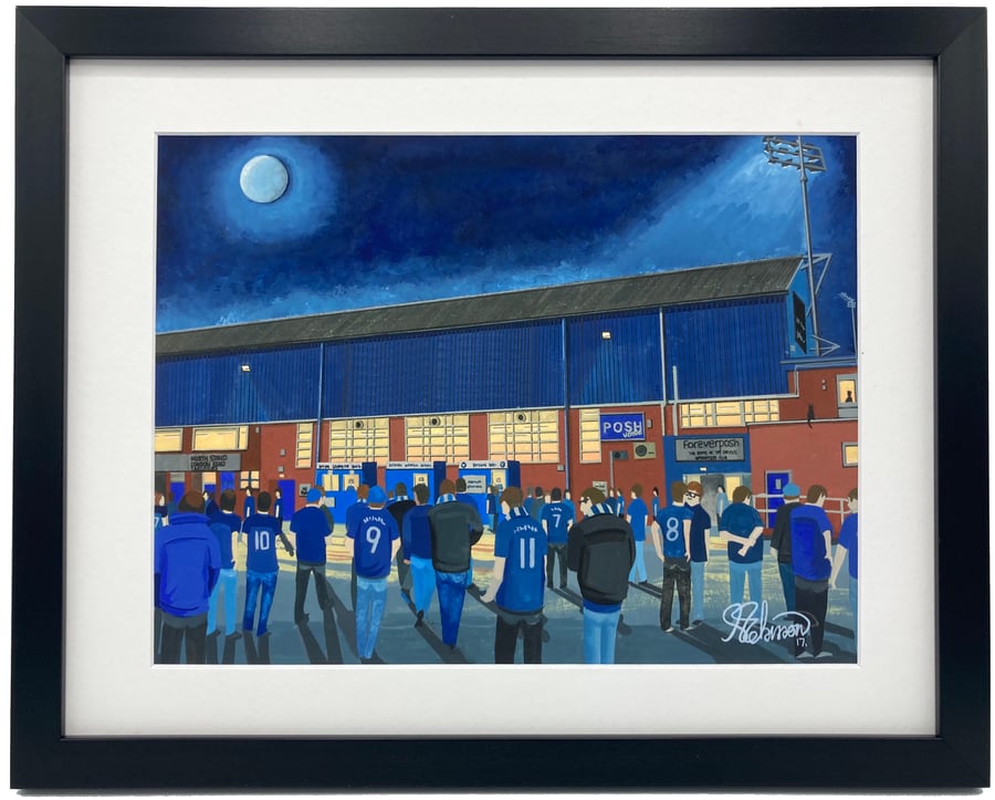 Peterborough United F.C, London Road Stadium. High Quality Framed Art Print