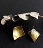 Brass and sterling silver stud earring. - Image 3