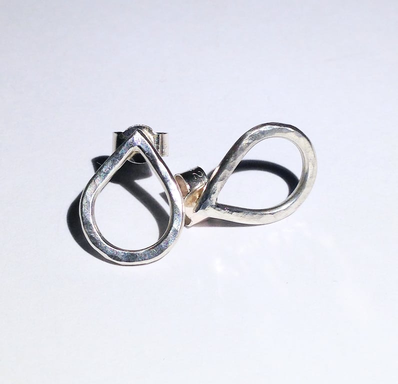 Sterling Silver Teardrop Stud Earrings (ERSSSTTD2) - UK Free Post