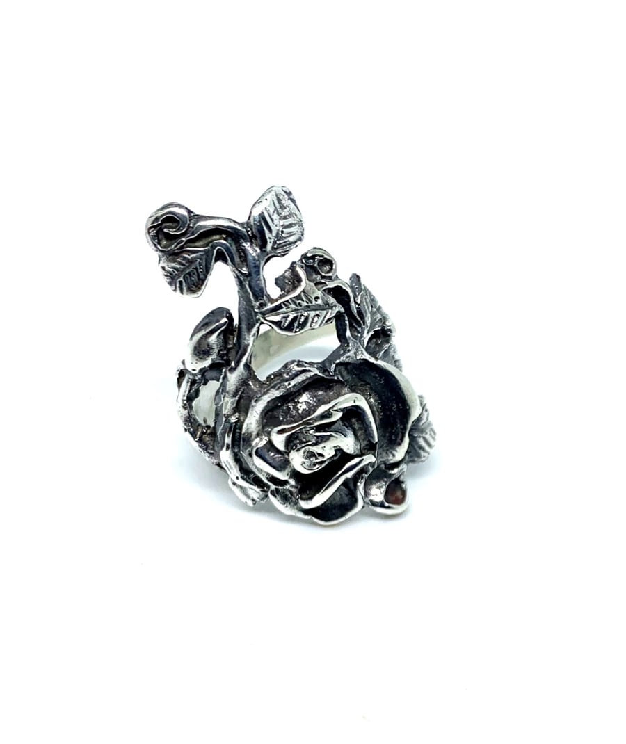 Rose ring in sterling silver 925