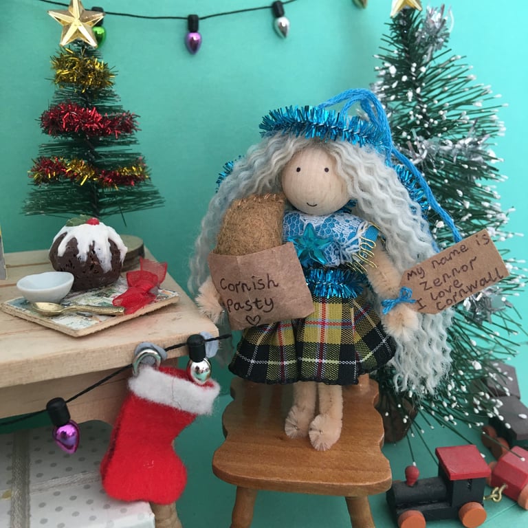 Tiny Cornish Fairy Doll Decoration, Christmas Tree Fairies