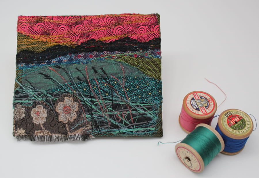Textile Art Fabric Picture Landscape Sunset