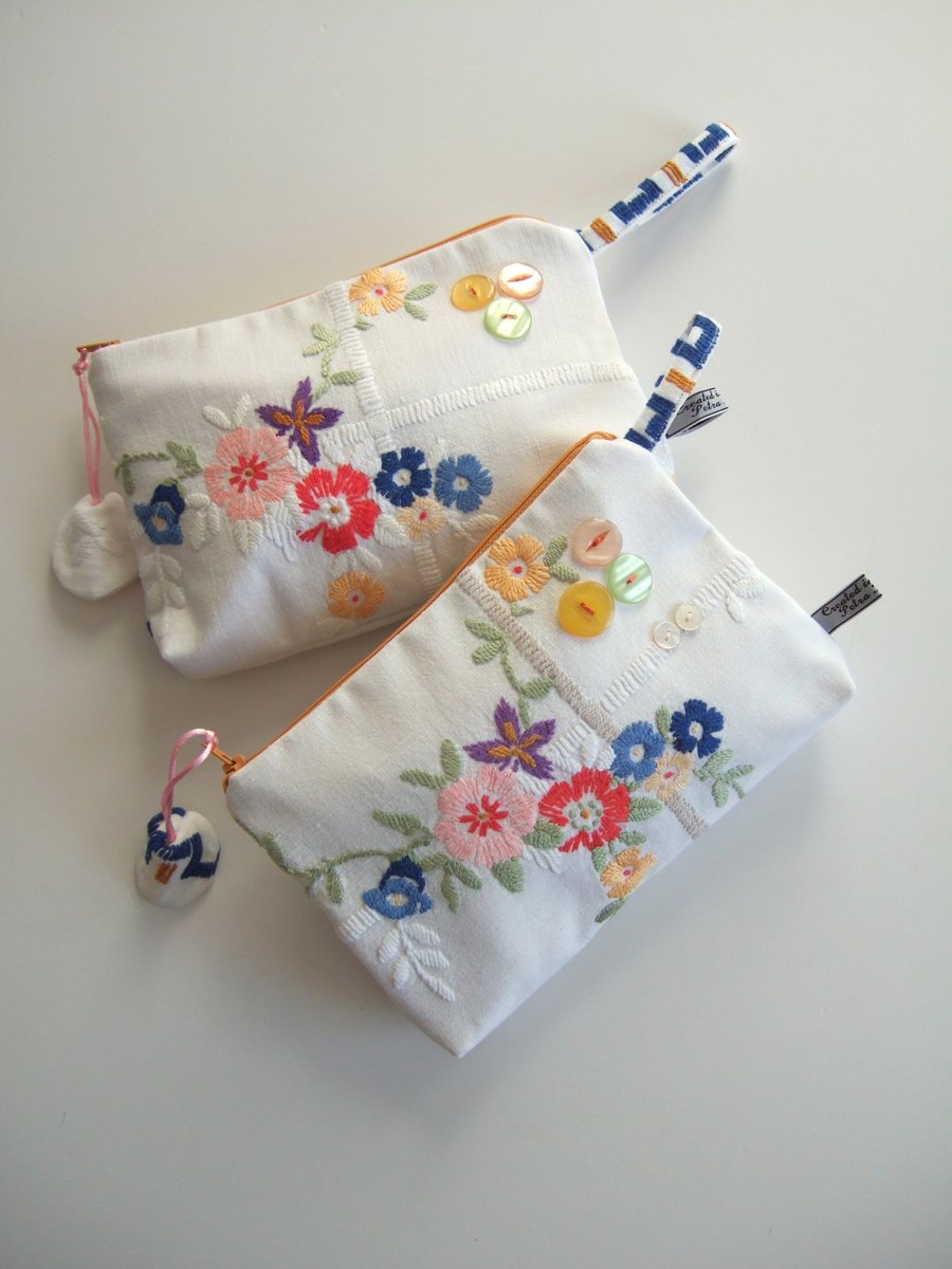 Seconds Sunday make up or toiletries bag in vintage floral embroidery