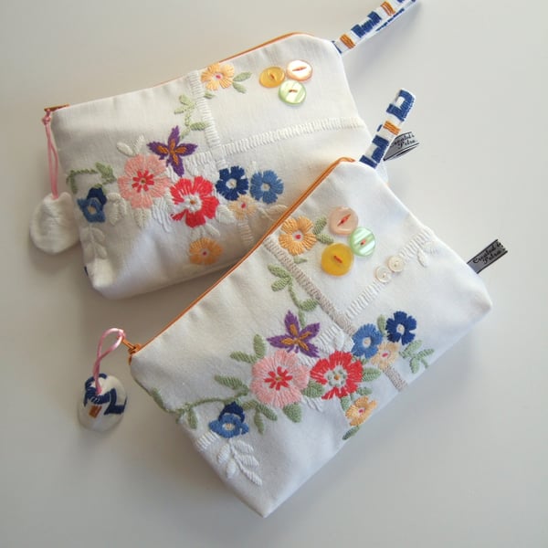 Seconds Sunday make up or toiletries bag in vintage floral embroidery