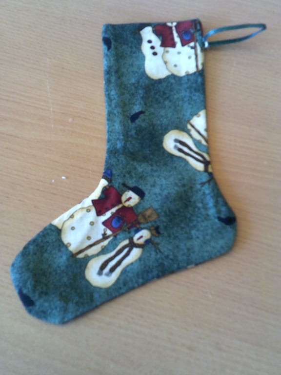 Contempory Snowmen 7.5 inch stocking