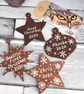 Dragon with mistletoe hanging star. Pyrography personalised decoration. - Image 4