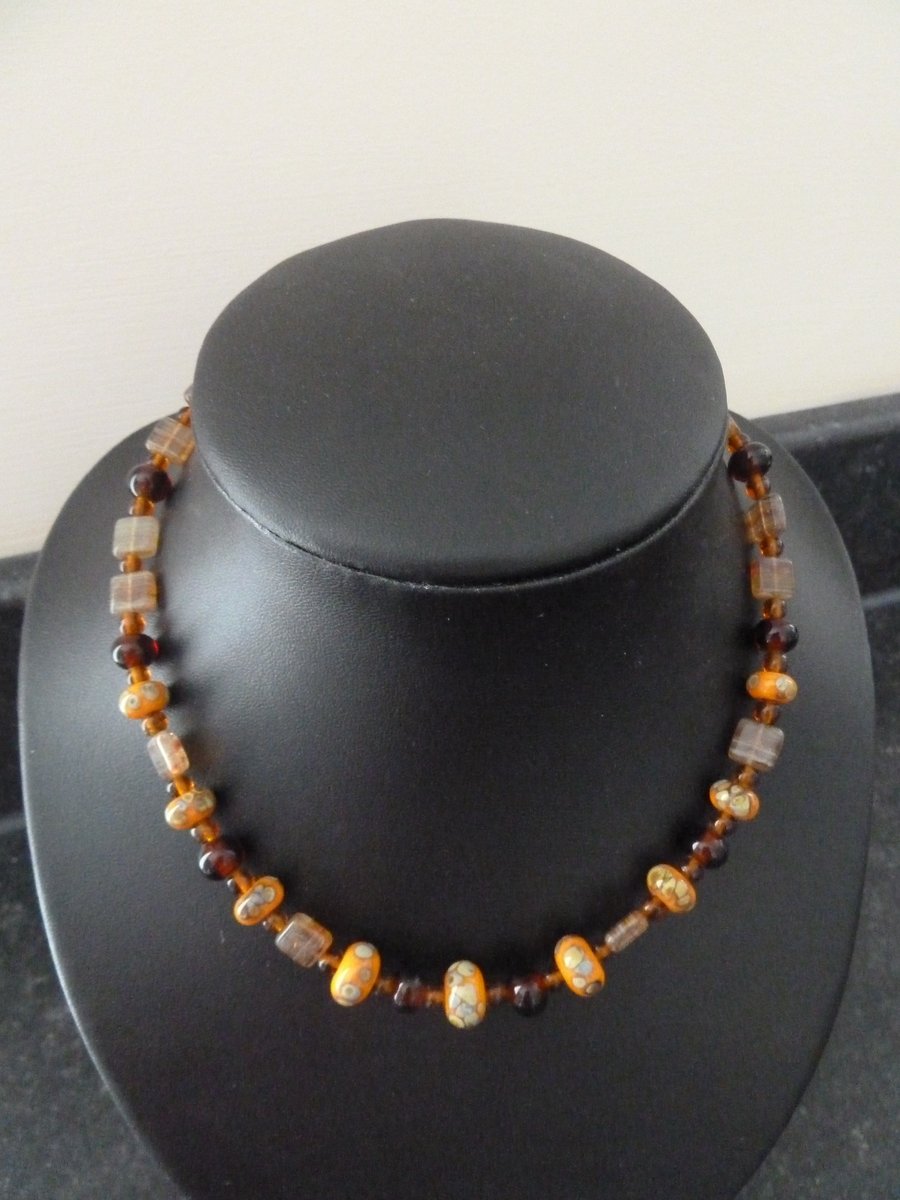 sterling silver fall lampwork necklace