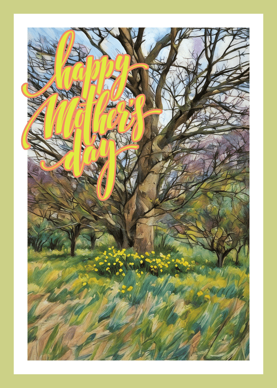 A5 Greeting Card Mother's Day Tree & Daffodils 