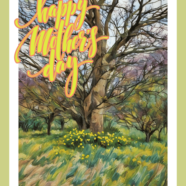 A5 Greeting Card Mother's Day Tree & Daffodils 