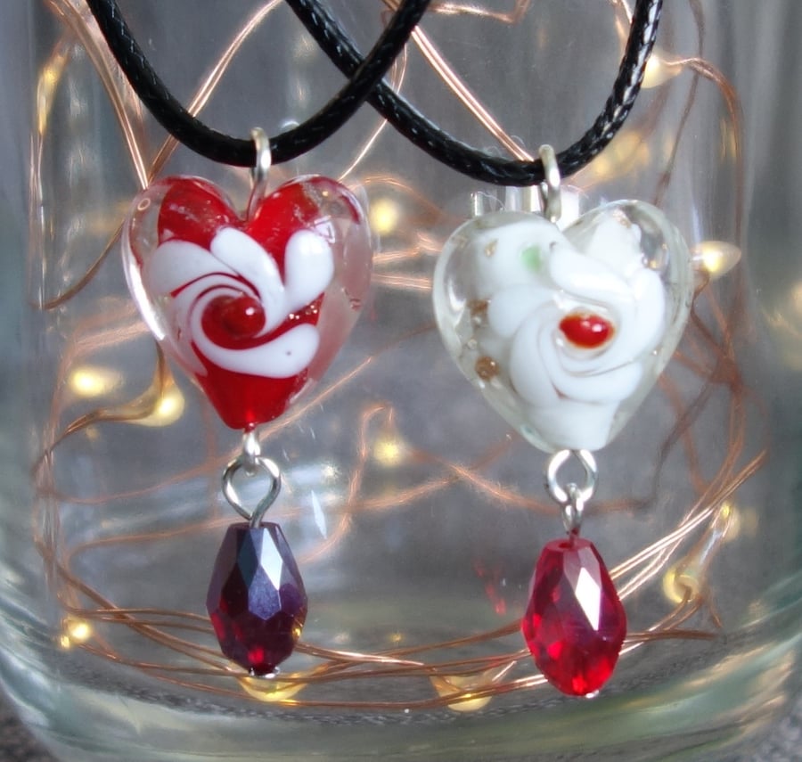 Glass Heart Pendant with dangle