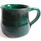 Dark Turquoise Patterned Mug - Hand Thrown Stoneware Ceramic Mug