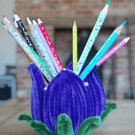 Pen Holder – Purple and Green Desk Organizer, Brush Holder, Desk Decoration