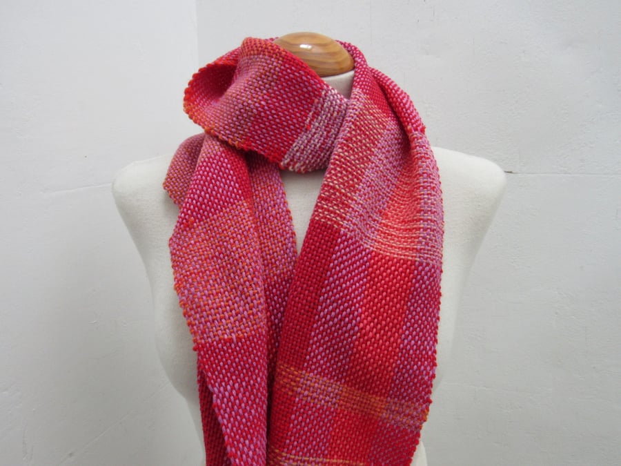 Orange and Pink Handwoven Scrap Scarf