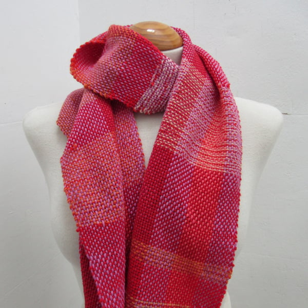 Orange and Pink Handwoven Scrap Scarf