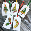 Set of five handmade Christmas gift tags