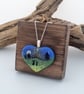 Handmade Fused Glass Moonlight Hares Necklace: Sterling Silver Pendant