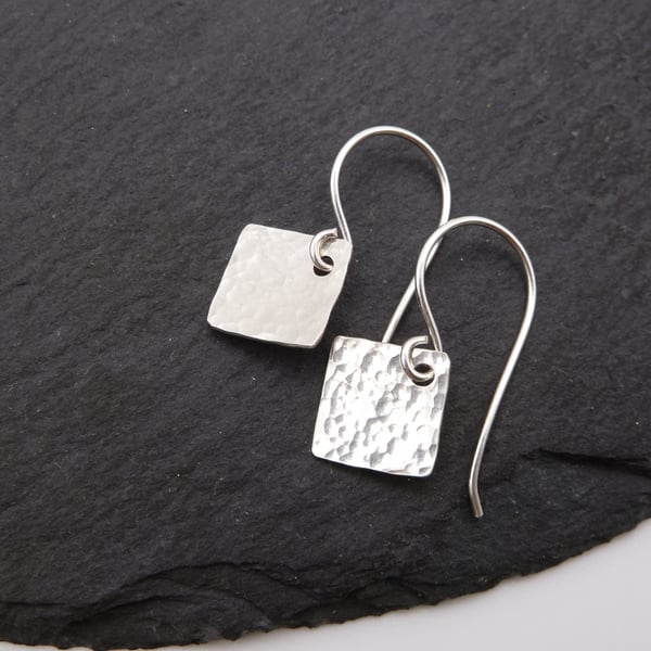 sterling silver earrings, hammered charm jewellery