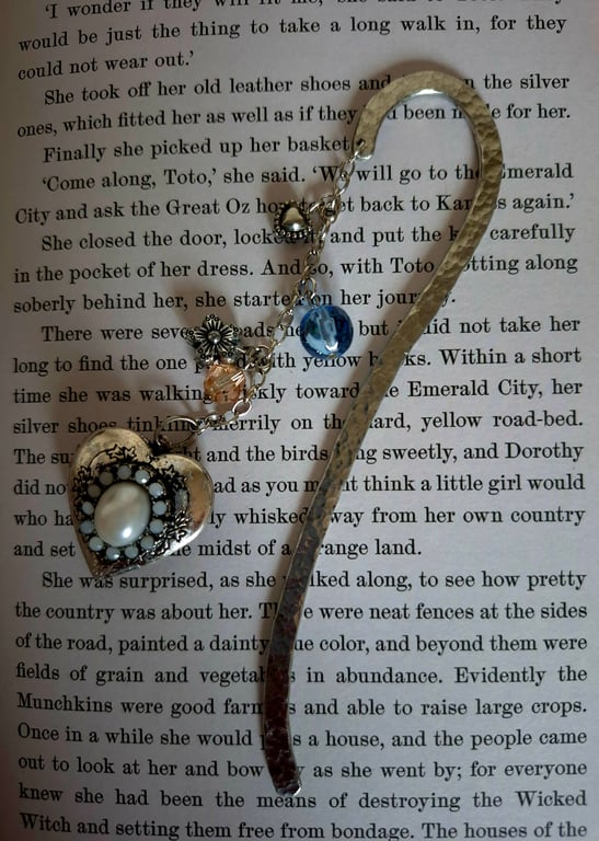 Unique metal bookmark with heart locket 