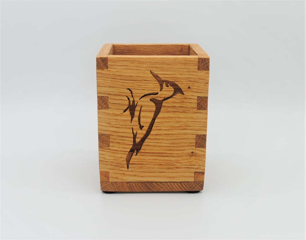 Stationary Box in Oak, Desk Tidy - Woodpecker
