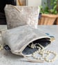 Make-up Bag or Toiletries Bag in Silver Beige Chenille  - Image 4