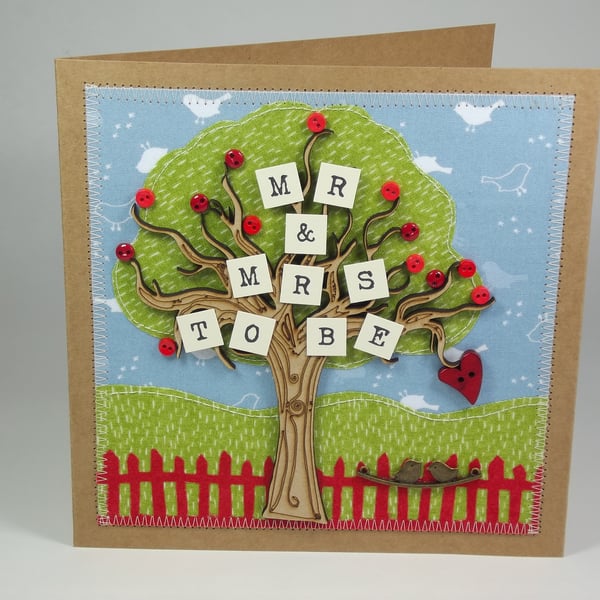 Mr and Mrs To Be Fabric Engagement Greetings Card - Folksy
