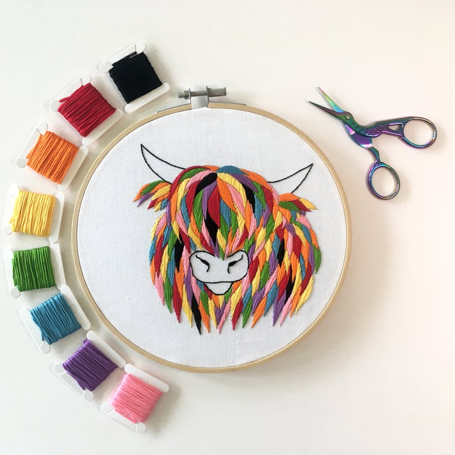 Embroidery Kit - Highland Cow Hand Embroidery Kit