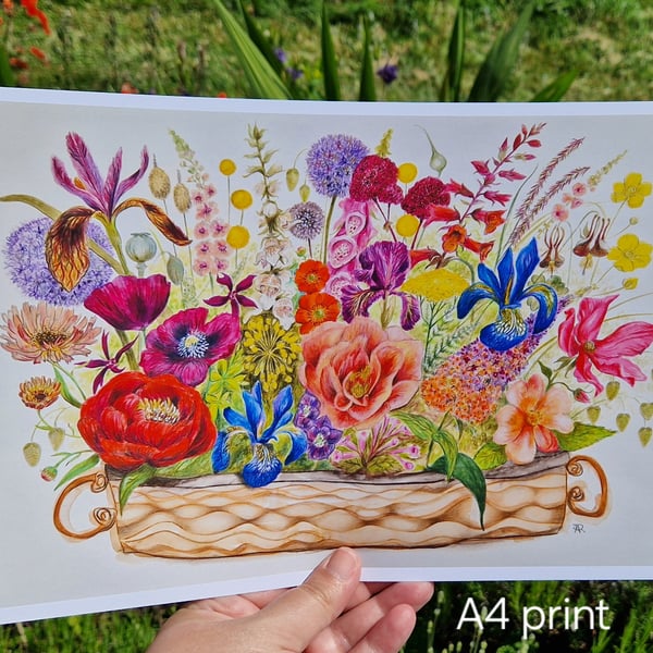 'Chelsea Flower Arrangement'  A4 Print