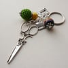 Keyring Bag Charm  Ceramic Bead Dressmaker Sewing Themed   KCJ1656