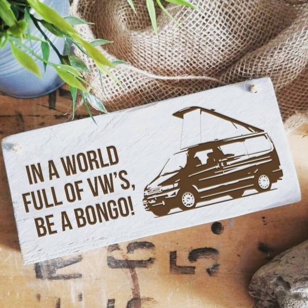 Handmade Rustic Wooden Mazda Bongo Friendee Campervan Sign