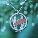 Handcrafted Copper Red Squirrel Silver Pendant Necklace