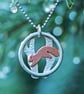 Handcrafted Copper Red Squirrel Silver Pendant Necklace - Image 1