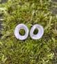 Little frosted silver hag stone stud earrings - Image 6