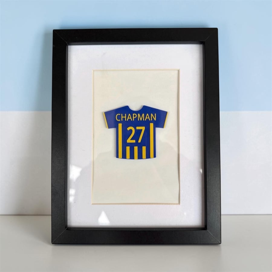 Personalised Football Shirt Frame - Custom Name, Number, Team Colours Wall Art