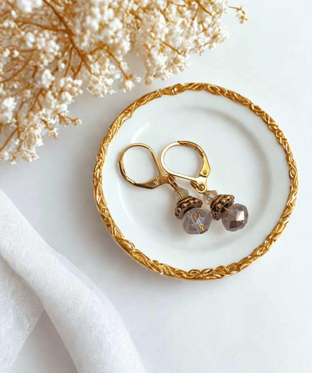 Crystal and & Gold Little Drop Earrings