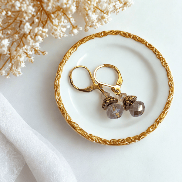 Crystal and & Gold Little Drop Earrings