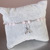 Rose Quartz and Sterling Silver awareness ribbon charm bracelet breast cancer