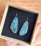 Handmade speckled blue glaze ceramic clay earrings, ceramic jewellery, lapis laz - Image 5