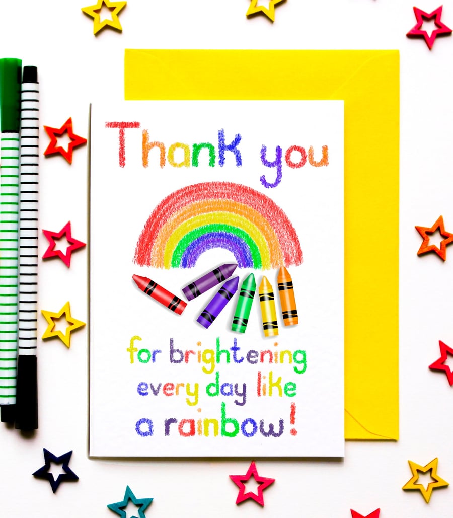 Rainbow Teacher Appreciation Card – Thank You for Brightening Every Day
