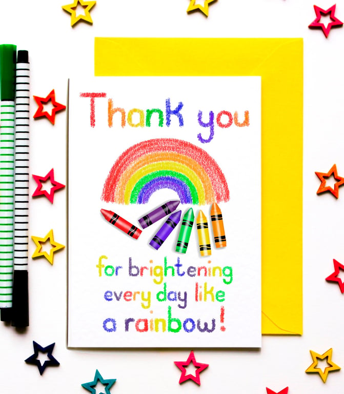 Rainbow Teacher Appreciation Card – Thank You for Brightening Every Day