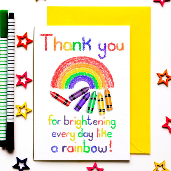 Rainbow Teacher Appreciation Card – Thank You for Brightening Every Day