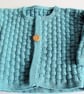 Babies Handknitted Jacket Cardigan, Soft Turquoise, 12 to 18 monthes, hm140