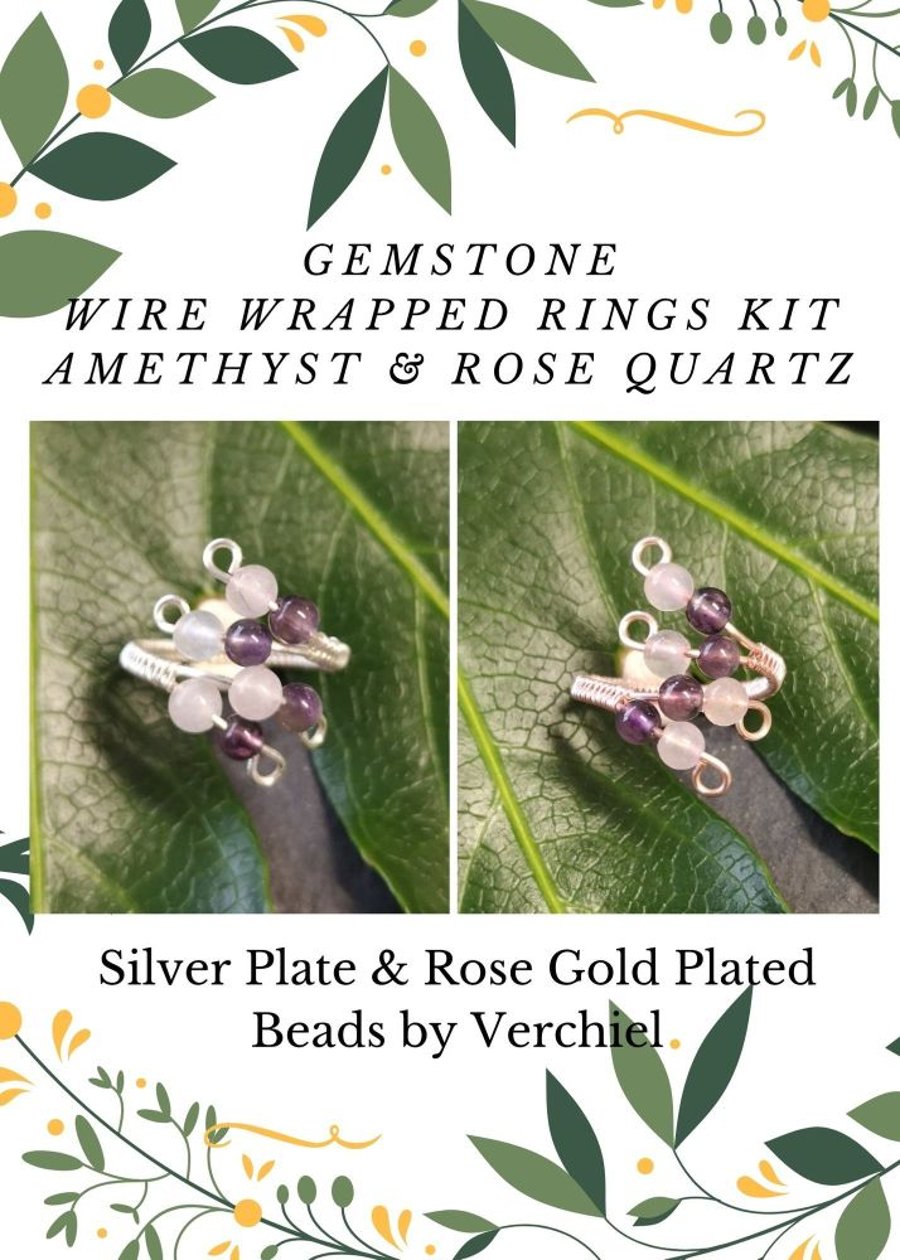JEWELLERY MAKING KIT - WIRE WRAPPED ROSE QUARTZ & AMETHYST RING 