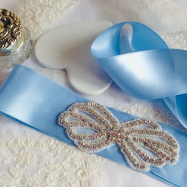 !SALE! Pale Blue Satin Wedding Sash Belt  !SALE!